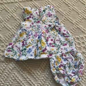 Angel Dear Floral Kids Dress and Bloomers Set 3-6m